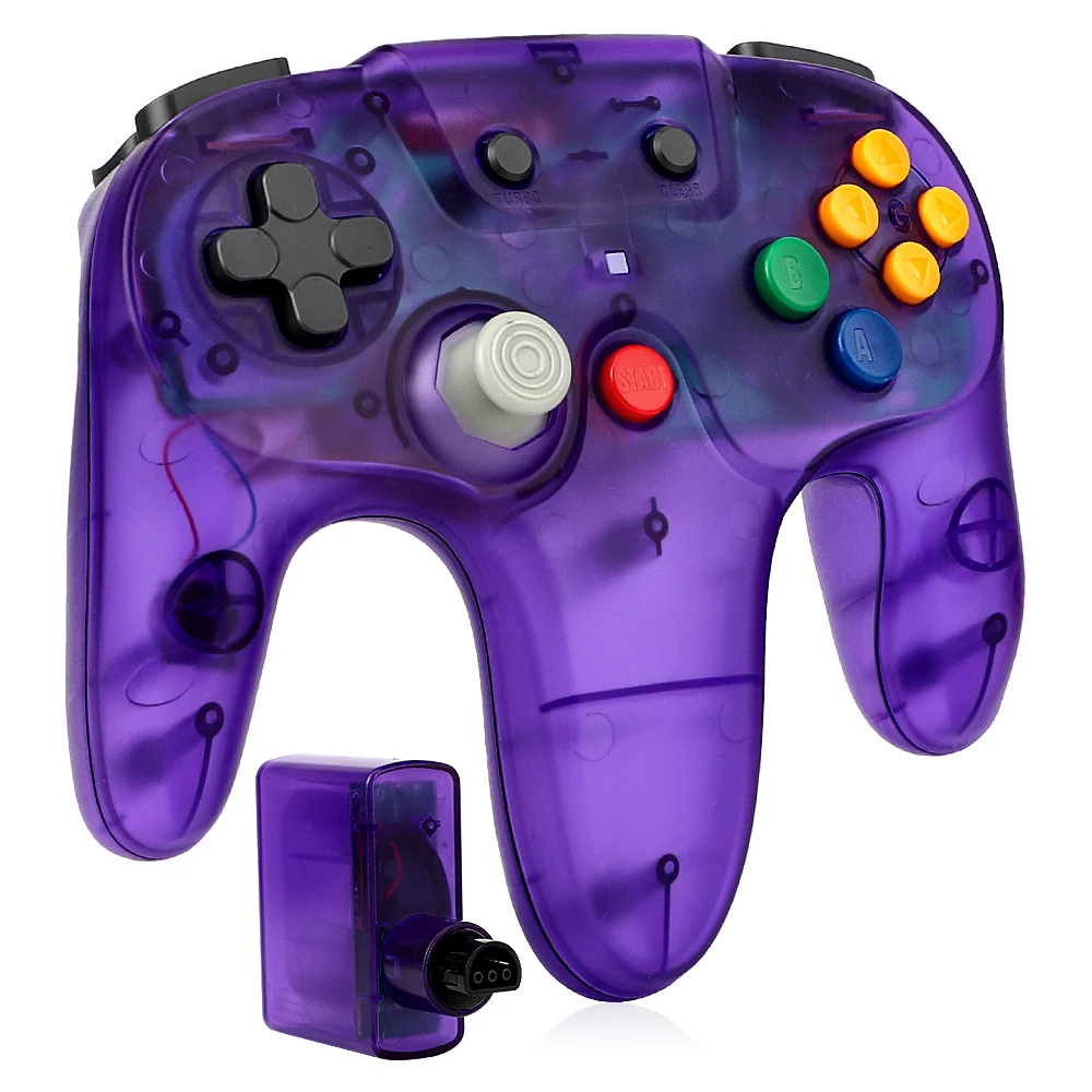 Gaming Console Buttons - Pengontrol Nirkabel 2.4G Transparan, Warna Merah,