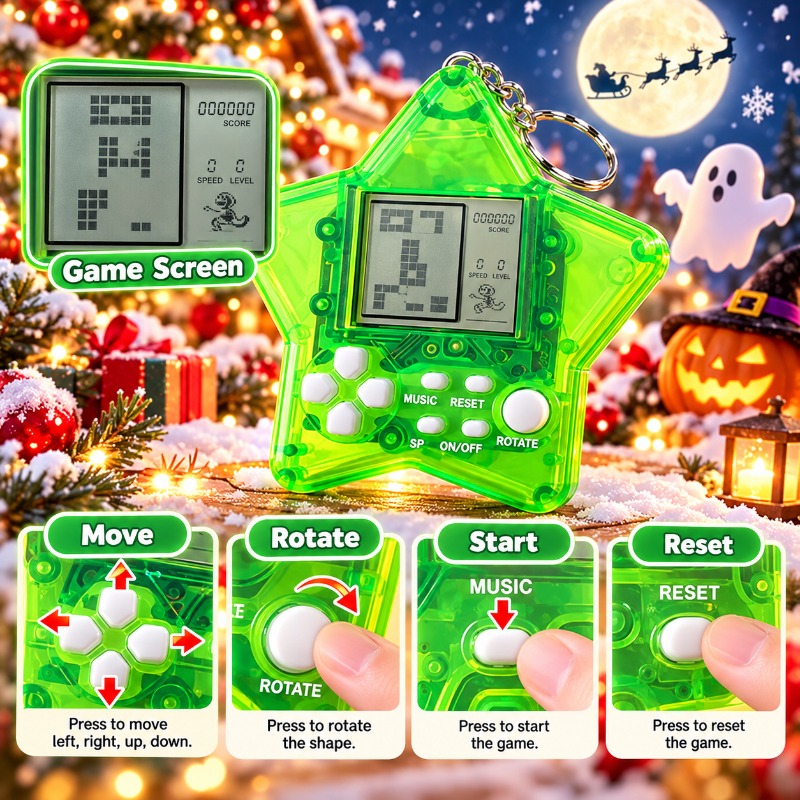 Mesin Permainan Tetris Klasik  - Gaming Console Keychain ulasan dan harga